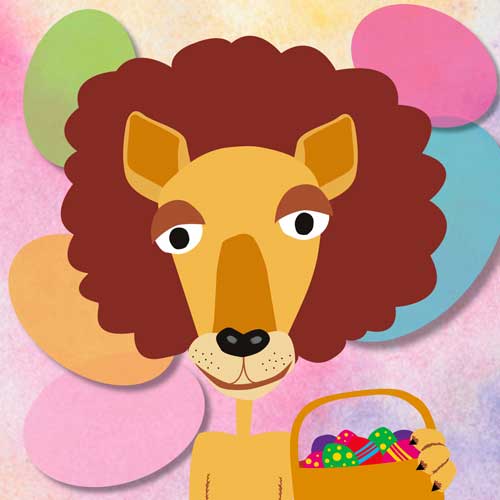 Lion with easter basket